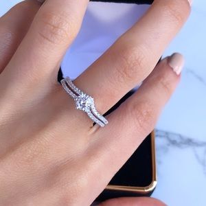 14K white gold plated on 925 sterling silver ring